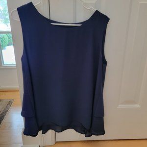 Aryeh Sleeveless Layered Navy Top, Size M